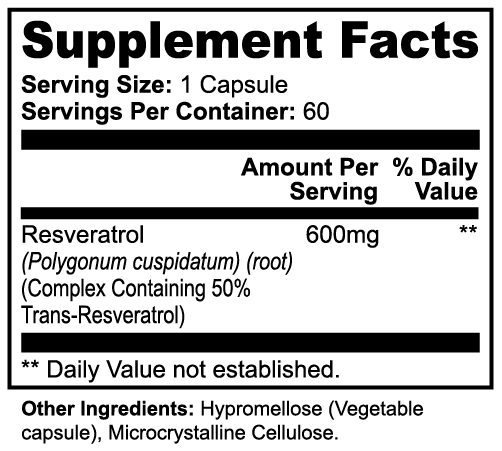 Cardeva Resveratrol 600mg Capsules |Vegan Capsules | 60 Count