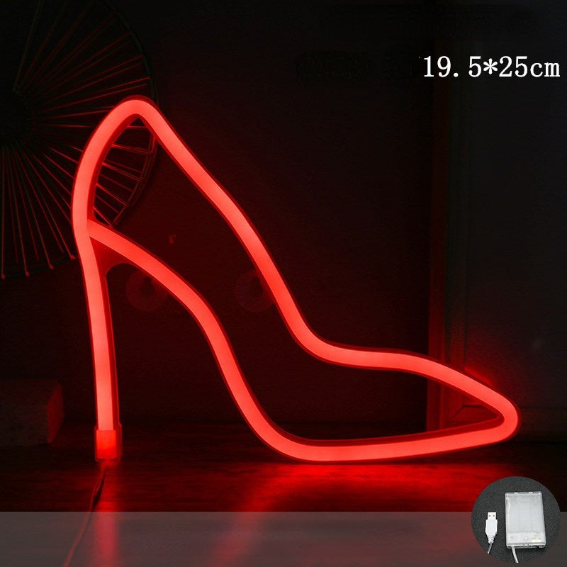 LED High-heeled Shoes Shape Neon Light Ornament