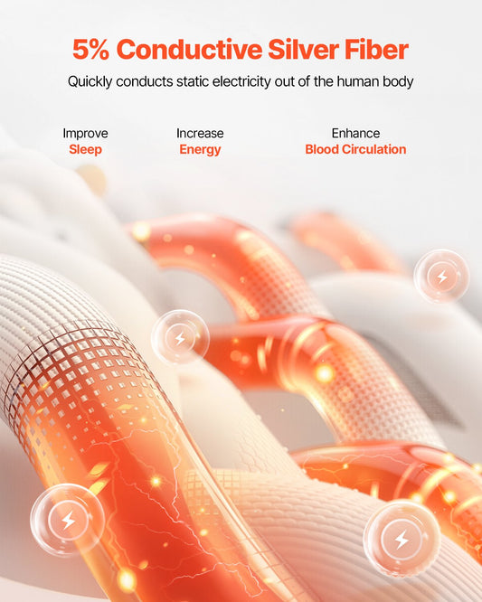 Grounding Sheets, King Size, 95% Cotton + 5% Pure Silver Fiber, Earth Grounded Fitted Bed Sheets, With Grounding Cord & Tester, For Improved Sleep & Wellness (Gray, King - 78 X 80 X 13 In)