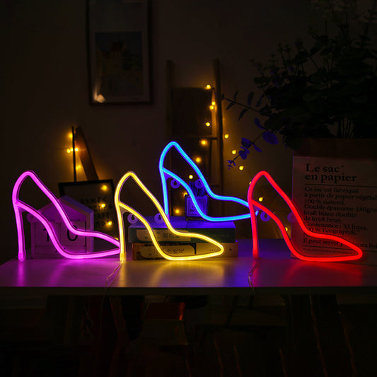 LED High-heeled Shoes Shape Neon Light Ornament