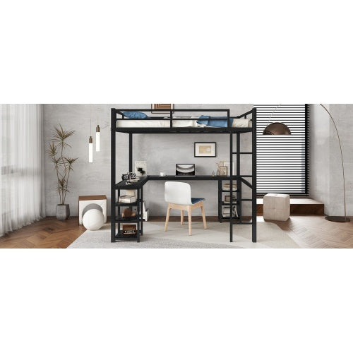 All Metal Loft Bed With Desk And Shelf