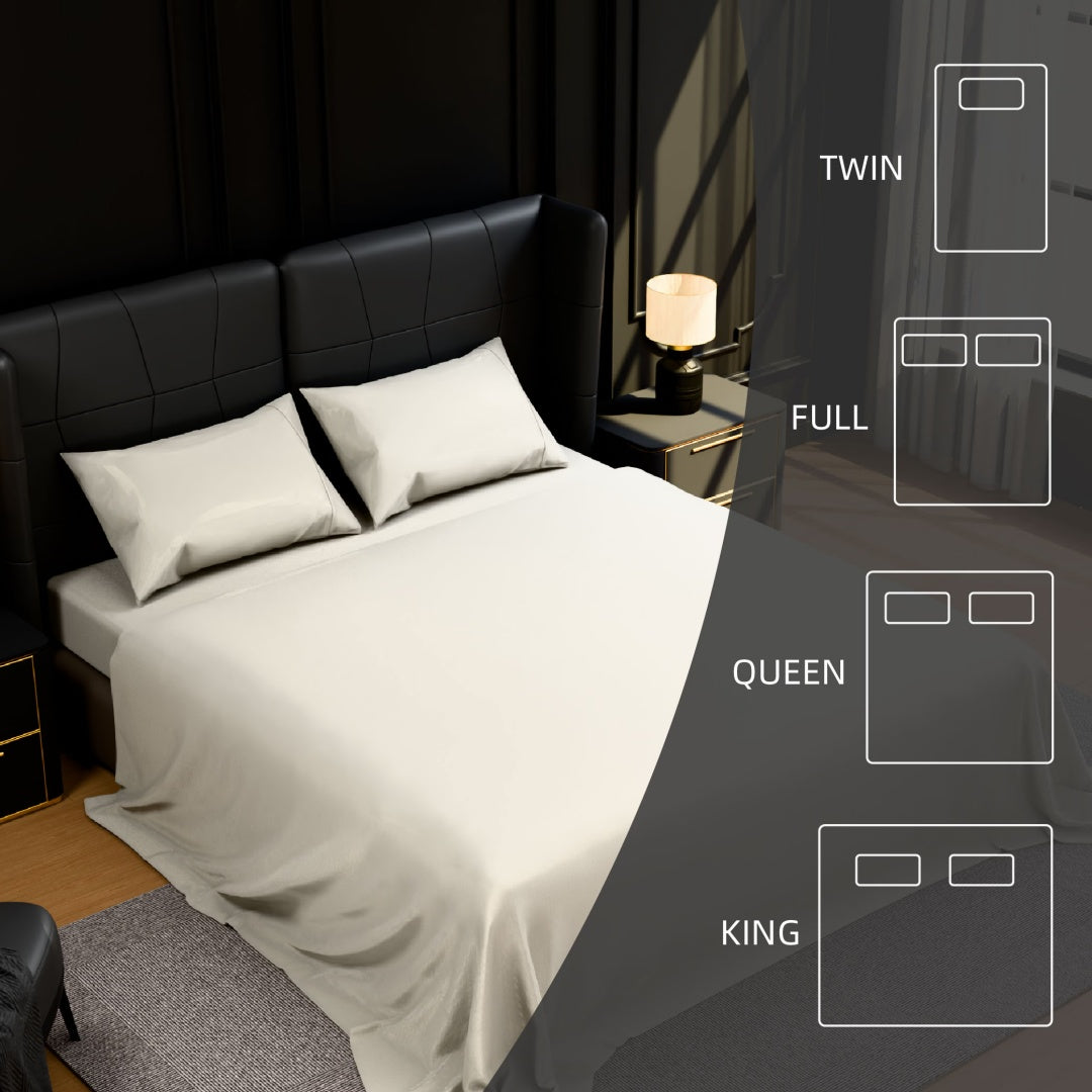 Bedding King Bed Sheets Set - 4 Piece Bedding - Brushed Microfiber - Shrinkage And Fade Resistant - Easy Care -King, White