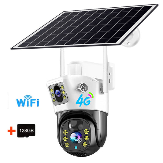 V380PRO 4G Solar Camera 4MP Dual Lens Home Security Camera With Solar Panel