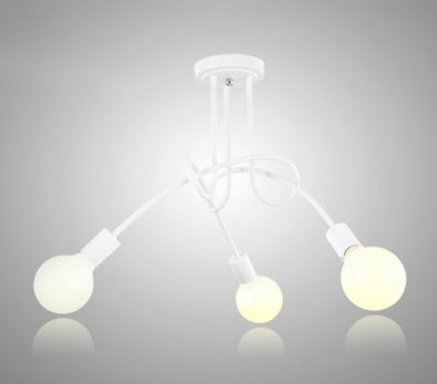 Iron Art Creative Minimalist Ceiling Lamp Iron Tube Chandelier