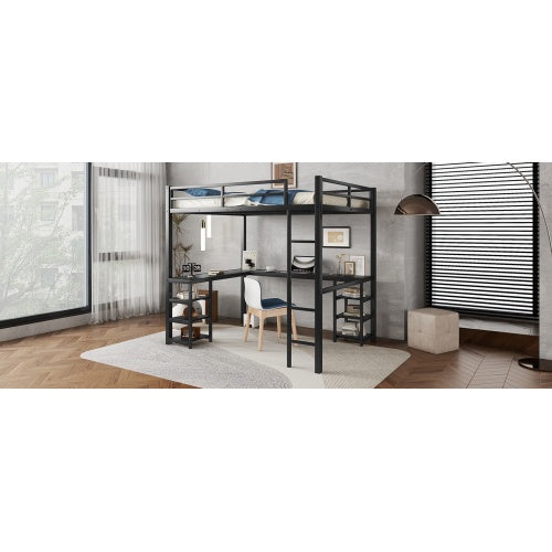 All Metal Loft Bed With Desk And Shelf