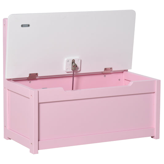 Toddler Toy Box Storage Bench with Large 27 L Interior, Kids Storage Bench Seat with Storage for Toddler Playroom Furniture, Kids Bedroom Furniture, Toy Organizer and Storage Bin Pink
