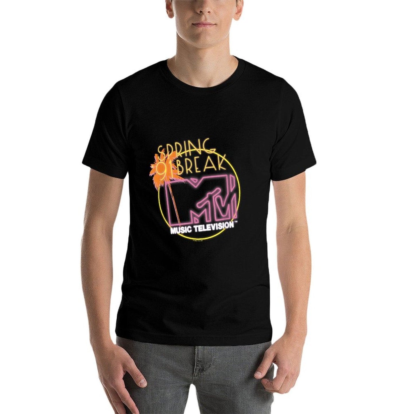 MTV Spring Break 91 Neon Sign  Tagless Design T-Shirt