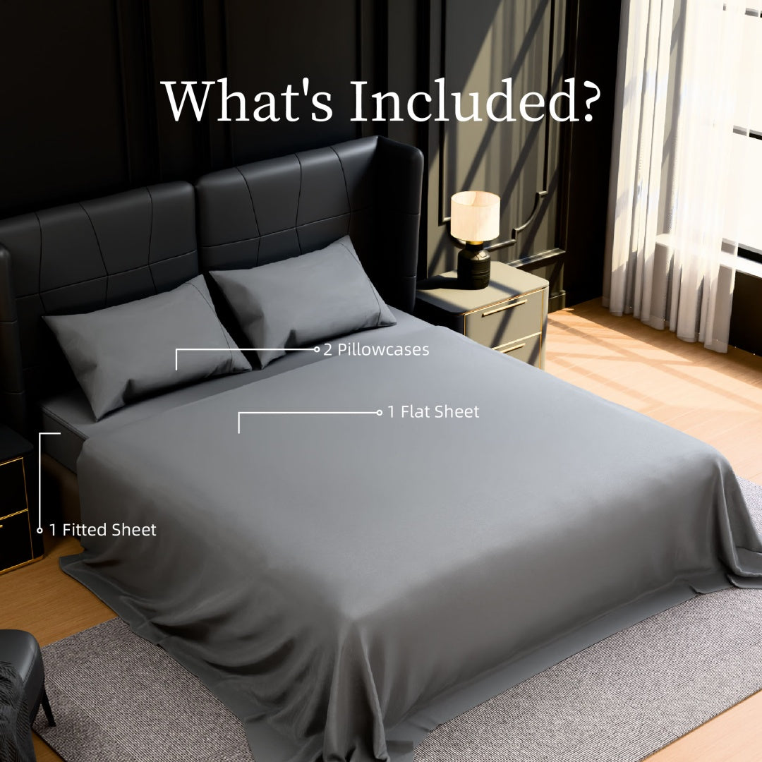 Bedding King Bed Sheets Set - 4 Piece Bedding - Brushed Microfiber - Shrinkage And Fade Resistant - Easy Care  King, Grey