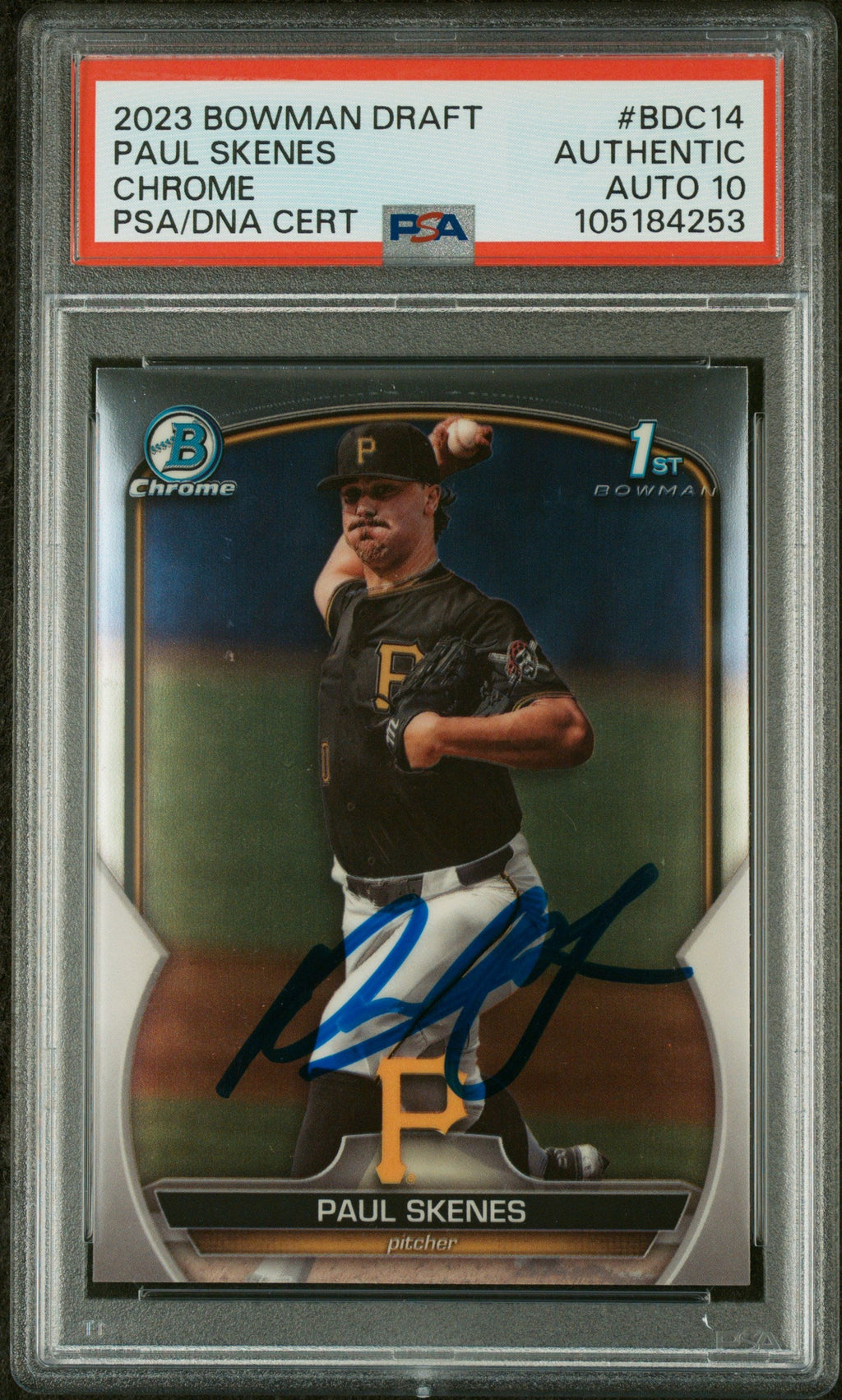 Graded 2023 Topps Bowman Draft Paul Skenes #BDC14 Chrome Rookie RC Baseball Card PSA 10 Auto Grade Gem Mint