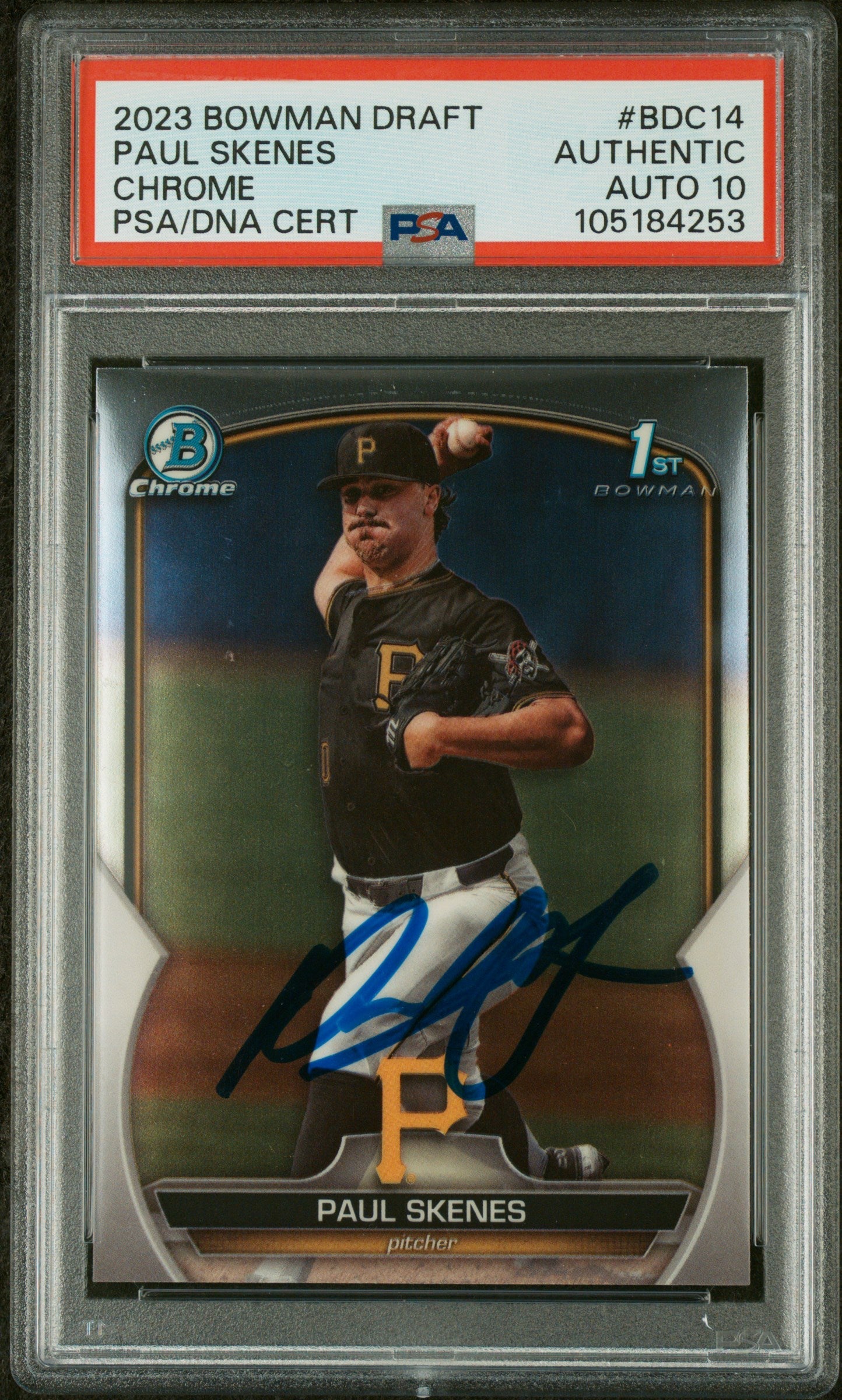 Graded 2023 Topps Bowman Draft Paul Skenes #BDC14 Chrome Rookie RC Baseball Card PSA 10 Auto Grade Gem Mint