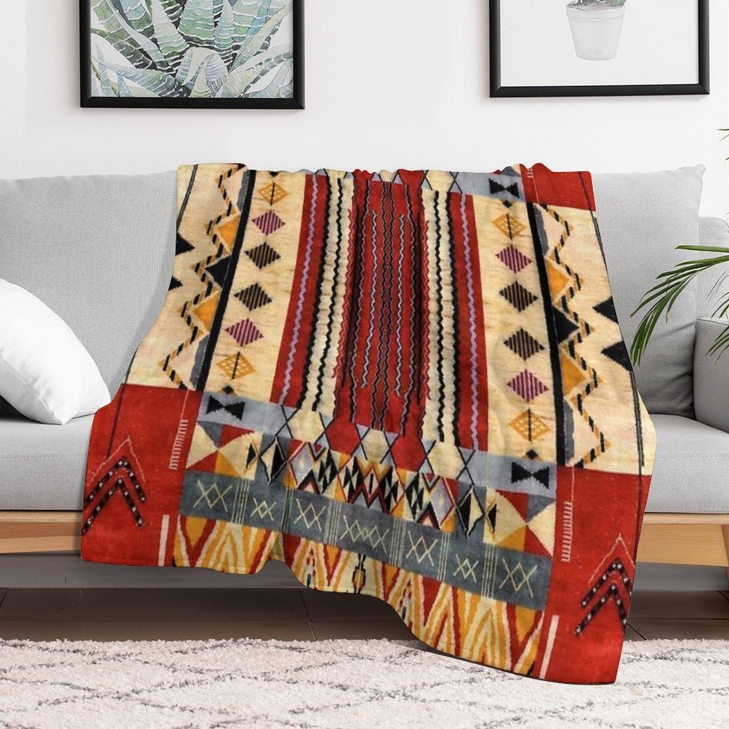 Heritage Moroccan Collage Design Velvety-soft Throw Blanket