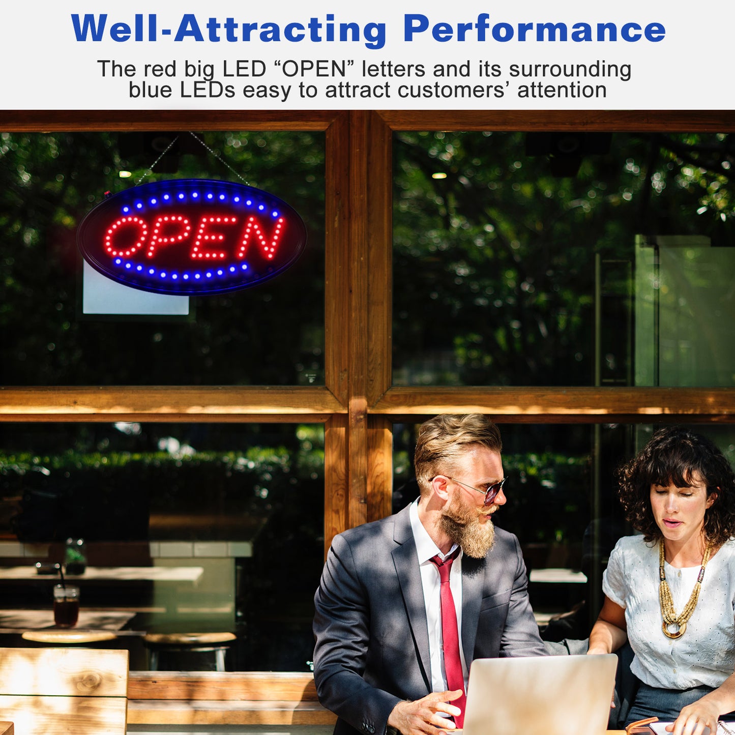 1Pc Ultra Bright LED Neon Open Sign Normal Lighting Store Business Sign Animated Motion