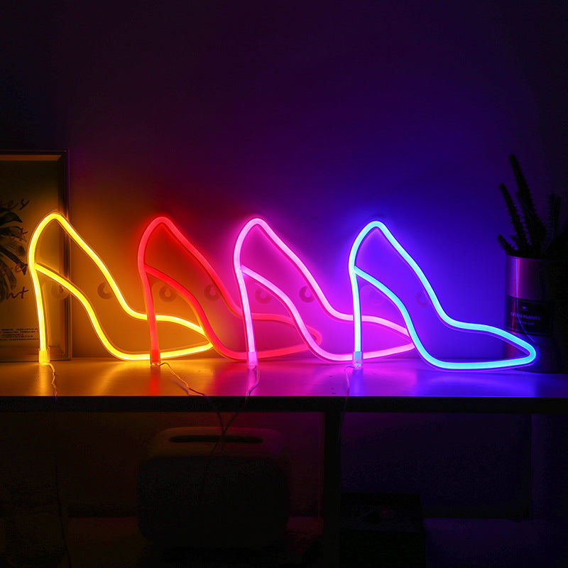 LED High-heeled Shoes Shape Neon Light Ornament
