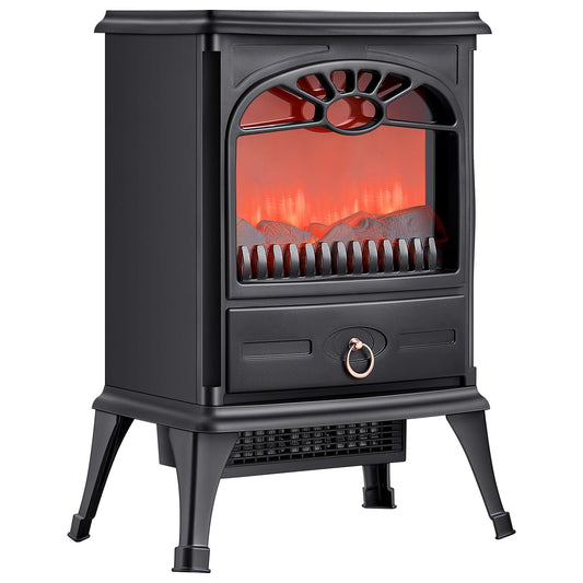 22.8inch Freestanding Fireplaces, 1500W 5120BTU Portable Electric Fireplace Stove Heater, With Overheating Protection,Realistic Flames,for Living Room,Bedroom,Study,Dining Room Warmth,Black