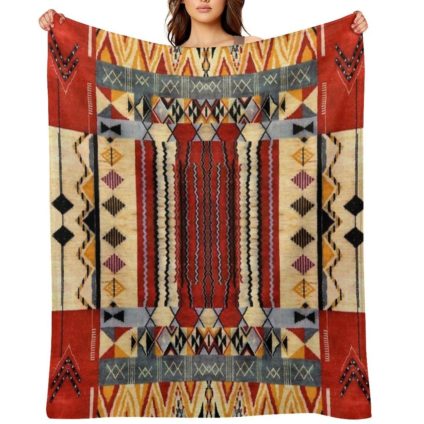 Heritage Moroccan Collage Design Velvety-soft Throw Blanket