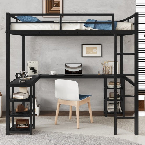 All Metal Loft Bed With Desk And Shelf