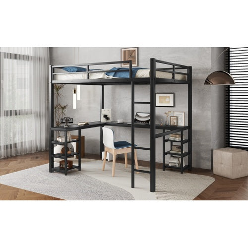 All Metal Loft Bed With Desk And Shelf