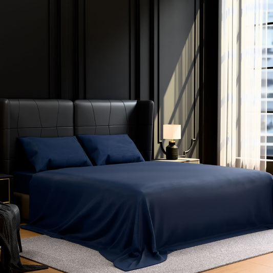 Bedding King Bed Sheets Set - 4 Piece Bedding - Brushed Microfiber - Shrinkage And Fade Resistant - Easy Care King, Navy Blue