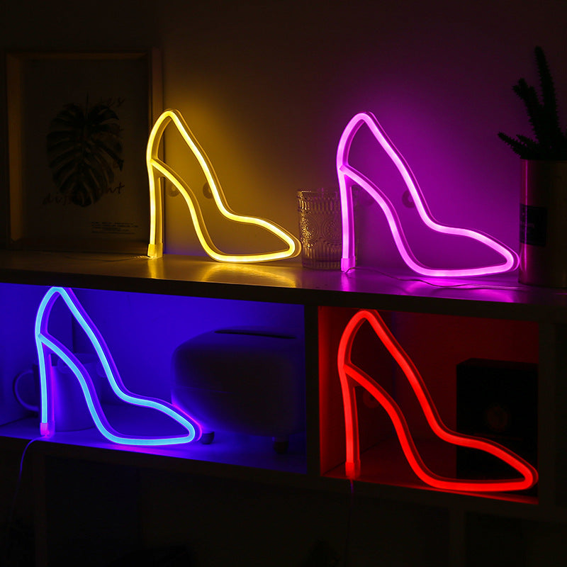 LED High-heeled Shoes Shape Neon Light Ornament