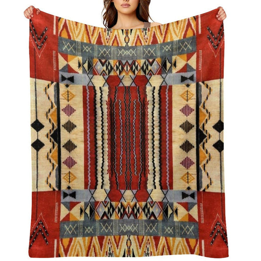 Heritage Moroccan Collage Design Velvety-soft Throw Blanket