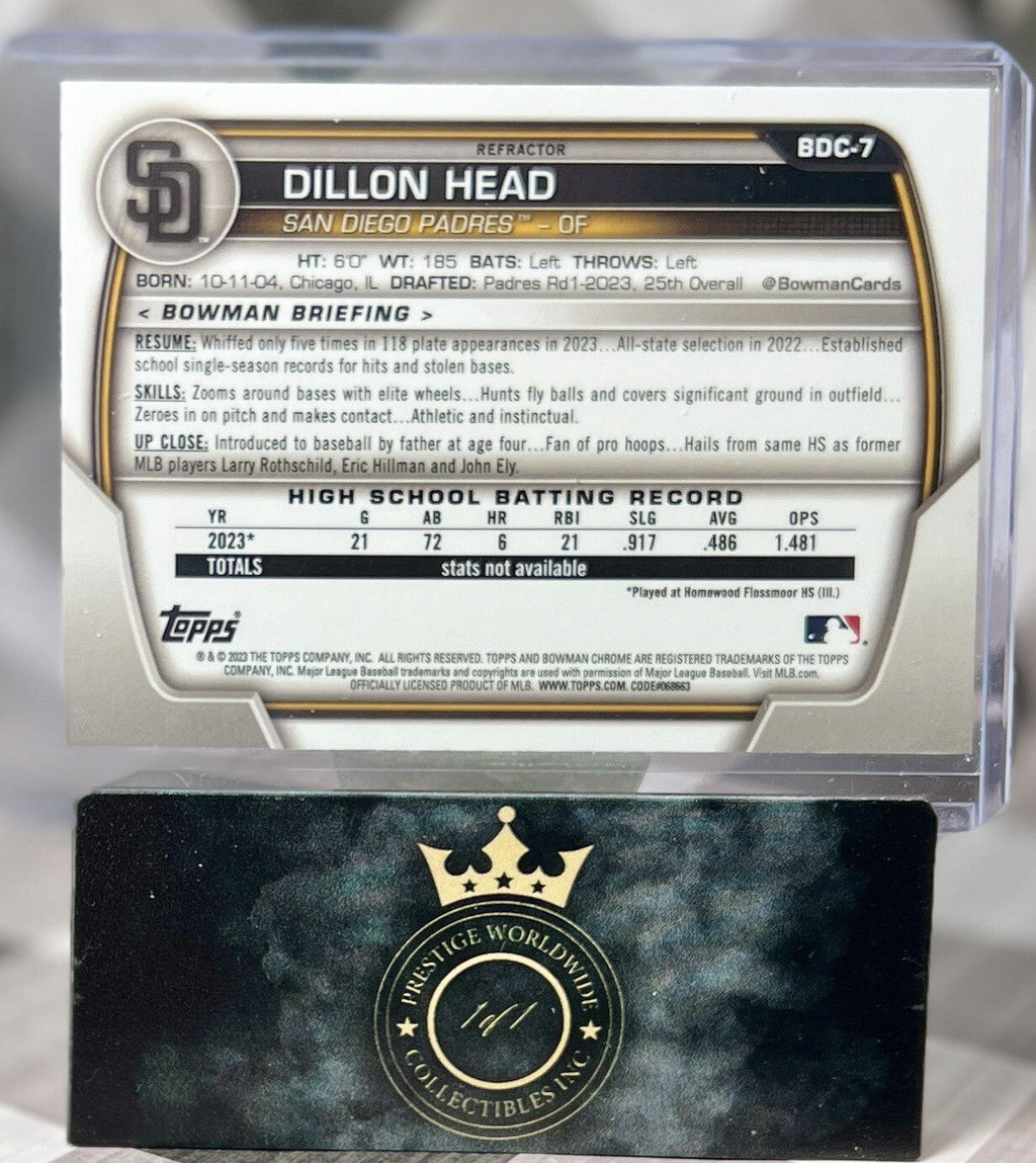 Dillon Head 2023 Bowman Draft Chrome 1st Refractor #BDC-7 San Diego