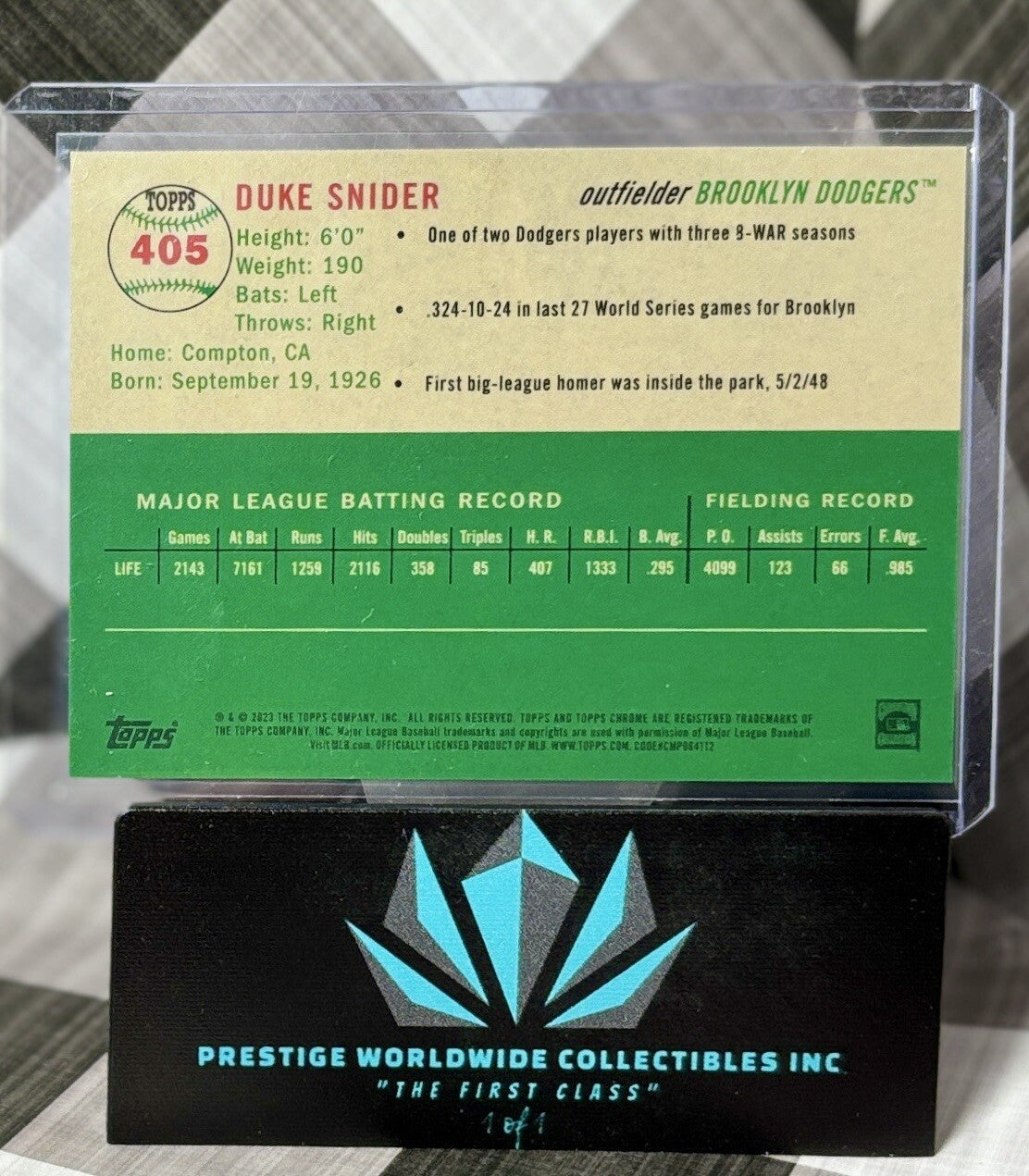 Duke Snider 2023 Topps Chrome Platinum Topps Refractor /499 #405 Los Angeles HoF
