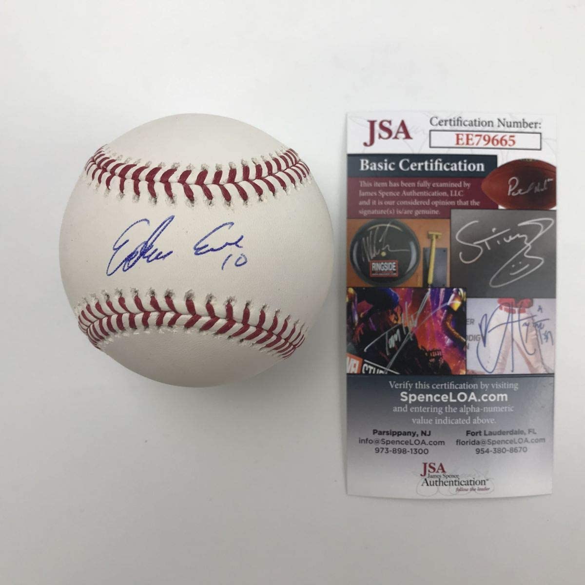 Autographed/Signed Edwin Encarnacion Bronx-based Rawlings Official Major League Baseball ROML JSA COA