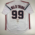 Autographed/Signed Charlie Sheen Wild Thing Ricky Vaughn Major League Movie Baseball Jersey JSA COA