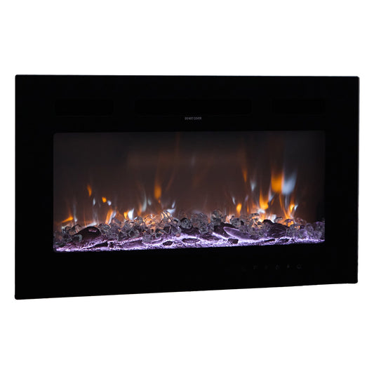 42 Inch Electric Fireplace, Wall Mounted Recessed Fire Place With Remote Control, Timer, 1500W, Adjustable Flame Color Brightness, Touch Screen, Overheat Protection, For Living Room,Bedroom