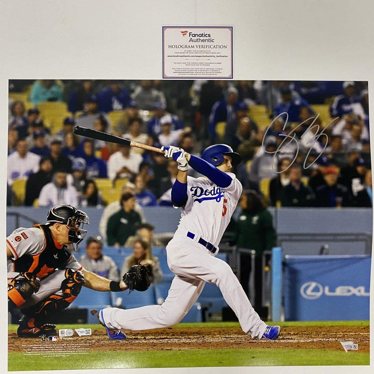 Autographed/Signed Corey Seager Los Angeles Blue 16x20 Baseball Photo Fanatics COA