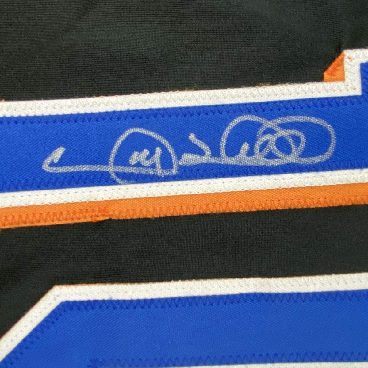 Framed Autographed/Signed Gary Sheffield 35x39 New York Black Baseball Jersey PSA/DNA COA