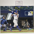 Autographed/Signed Cody Bellinger 2020 World Series Los Angeles Blue 16x20 Baseball Photo Fanatics COA