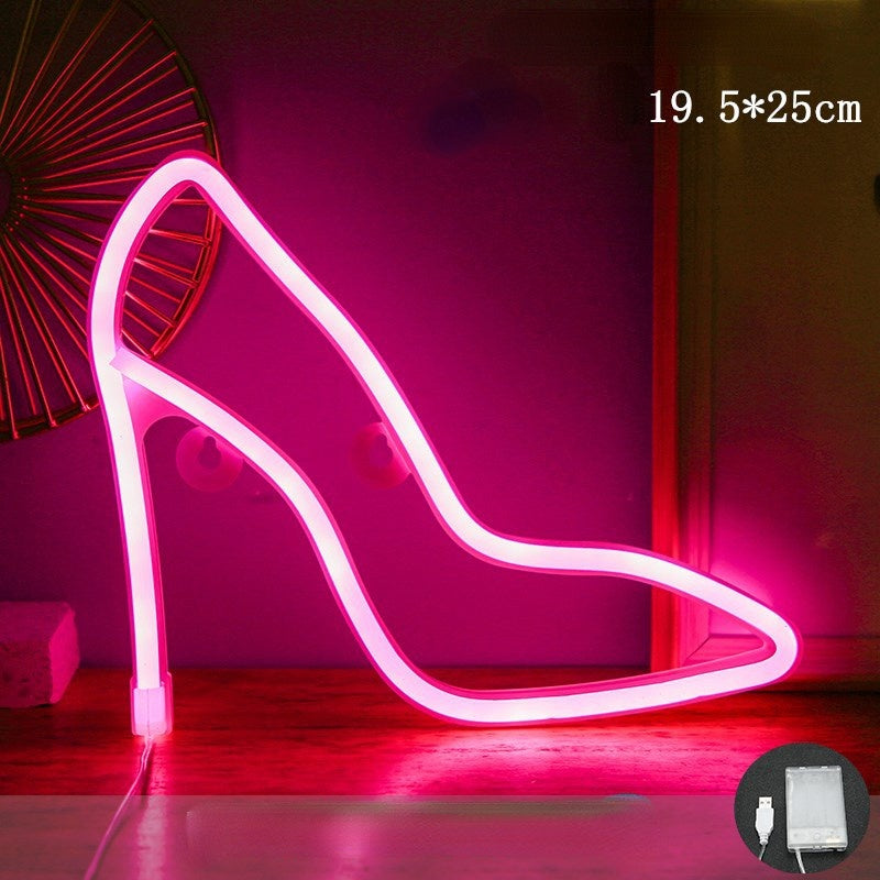 LED High-heeled Shoes Shape Neon Light Ornament