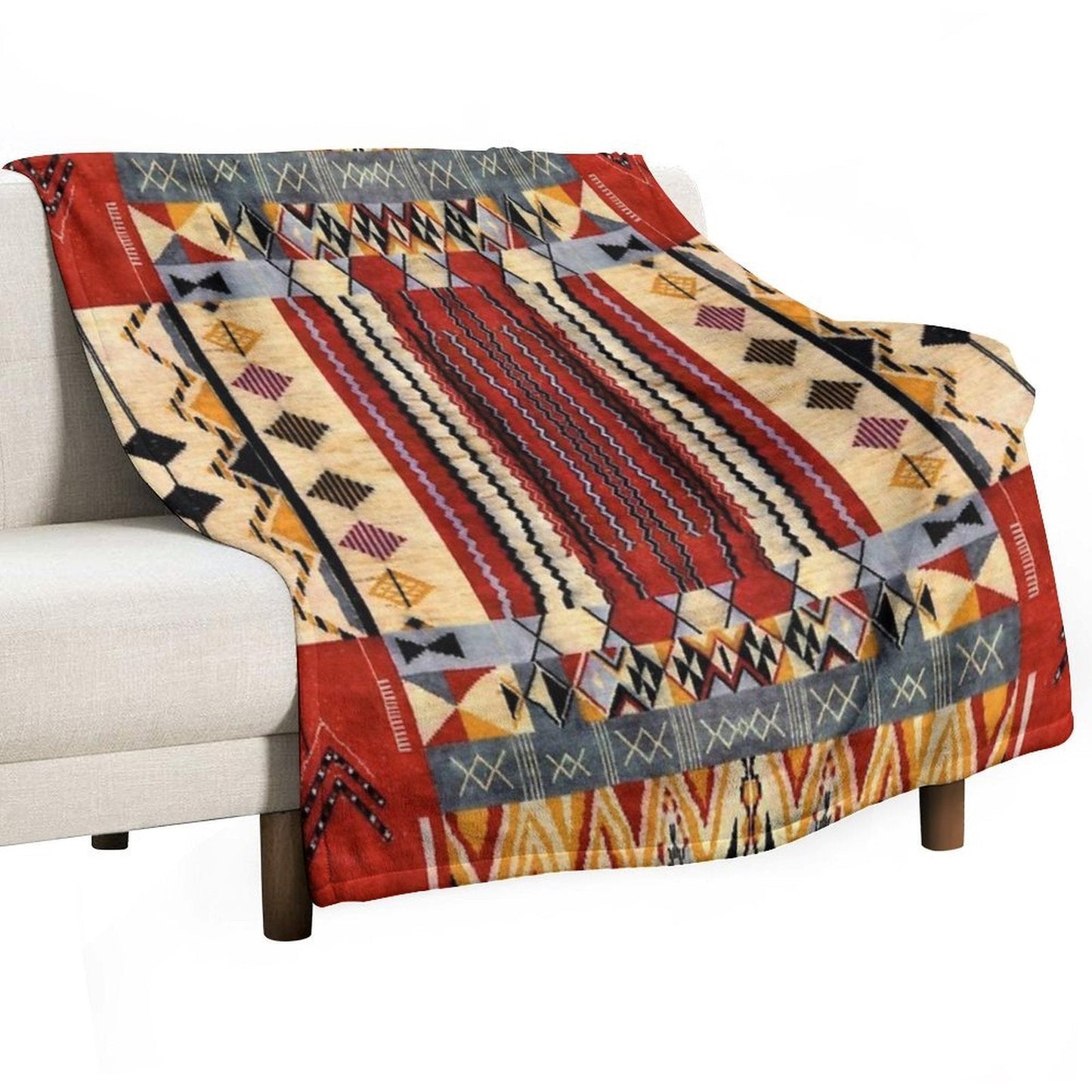 Heritage Moroccan Collage Design Velvety-soft Throw Blanket