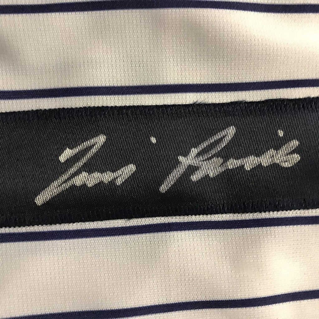 Autographed/Signed Tim Raines New York Pinstripe Baseball Jersey JSA COA