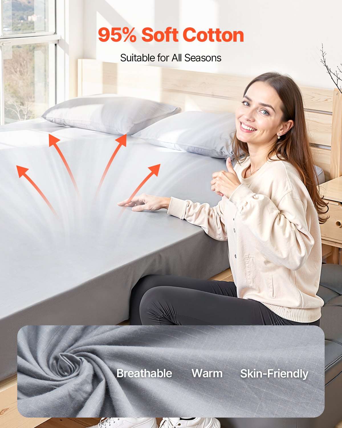 Grounding Sheets, King Size, 95% Cotton + 5% Pure Silver Fiber, Earth Grounded Fitted Bed Sheets, With Grounding Cord & Tester, For Improved Sleep & Wellness (Gray, King - 78 X 80 X 13 In)