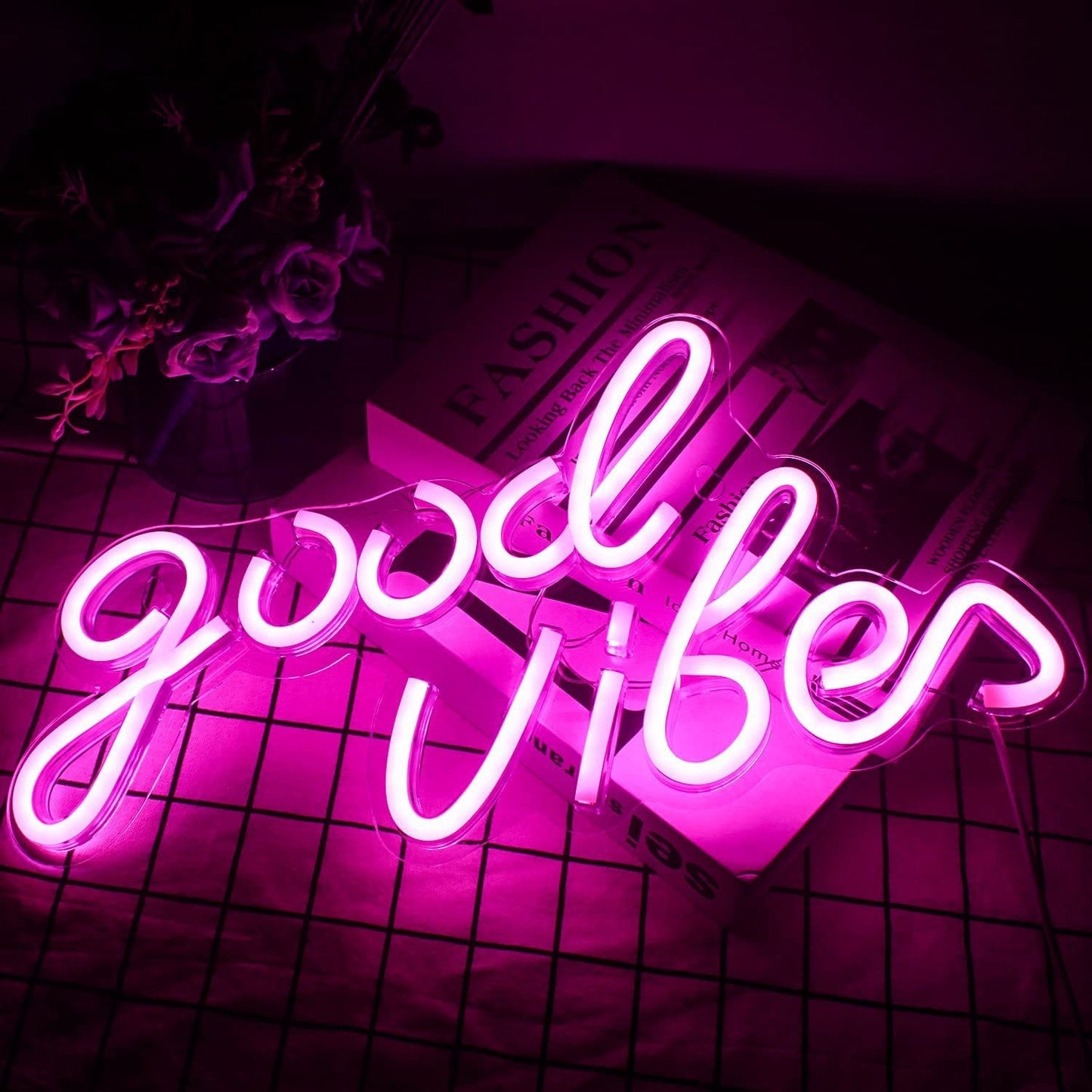 LED English Letter Goodvibes Backboard Decorative Neon Light