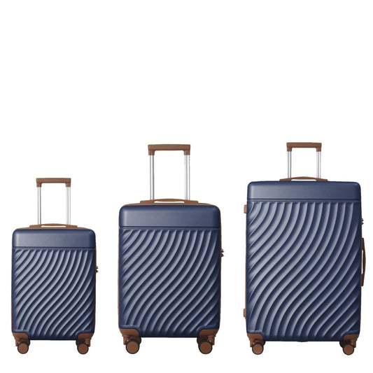 Luggage Sets ABS Hardshell 3pcs Luggage, Lightweight Durable Suitcase Sets Spinner Wheels Suitcase With TSA Lock 20''24''28'' Available  Navy Blue
