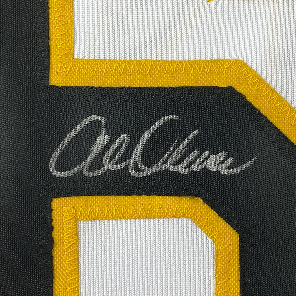 Framed Autographed/Signed Al Oliver 35x39 Pittsburgh White Baseball Jersey JSA COA