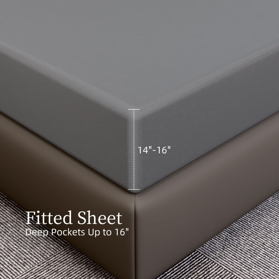 Bedding King Bed Sheets Set - 4 Piece Bedding - Brushed Microfiber - Shrinkage And Fade Resistant - Easy Care  King, Grey