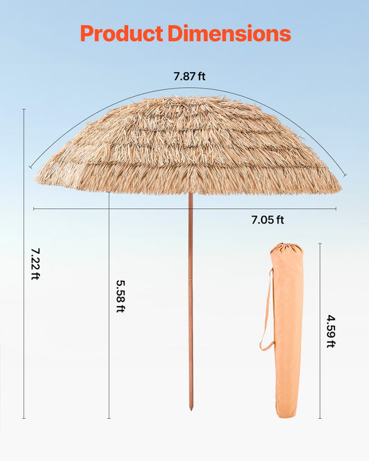 Tiki Umbrella Thatched Patio Umbrella 8 Ft Poolside Patio Beach Umbrella