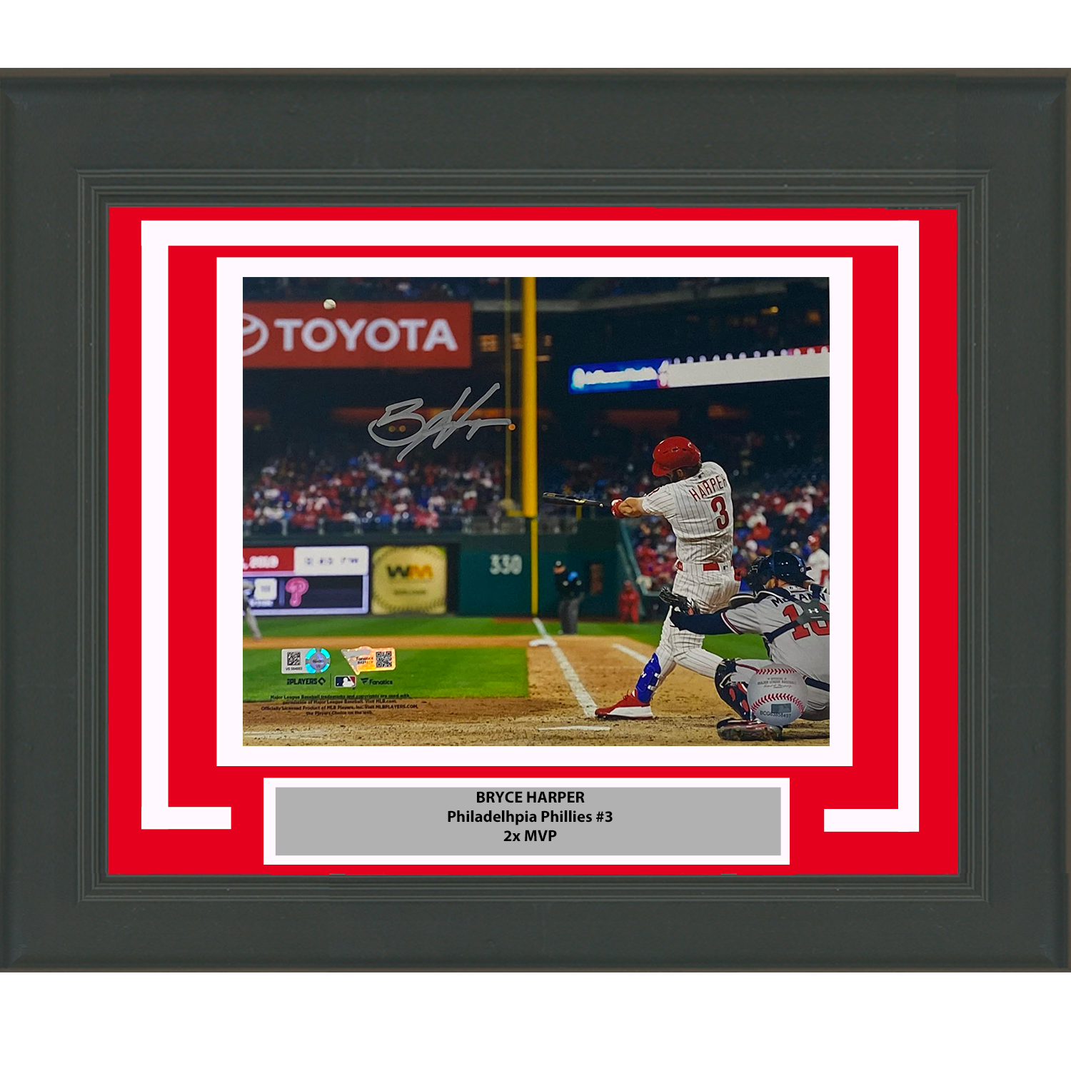 Framed Autographed/Signed Bryce Harper Philadelphia 8x10 Baseball Photo Fanatics & MLB COA
