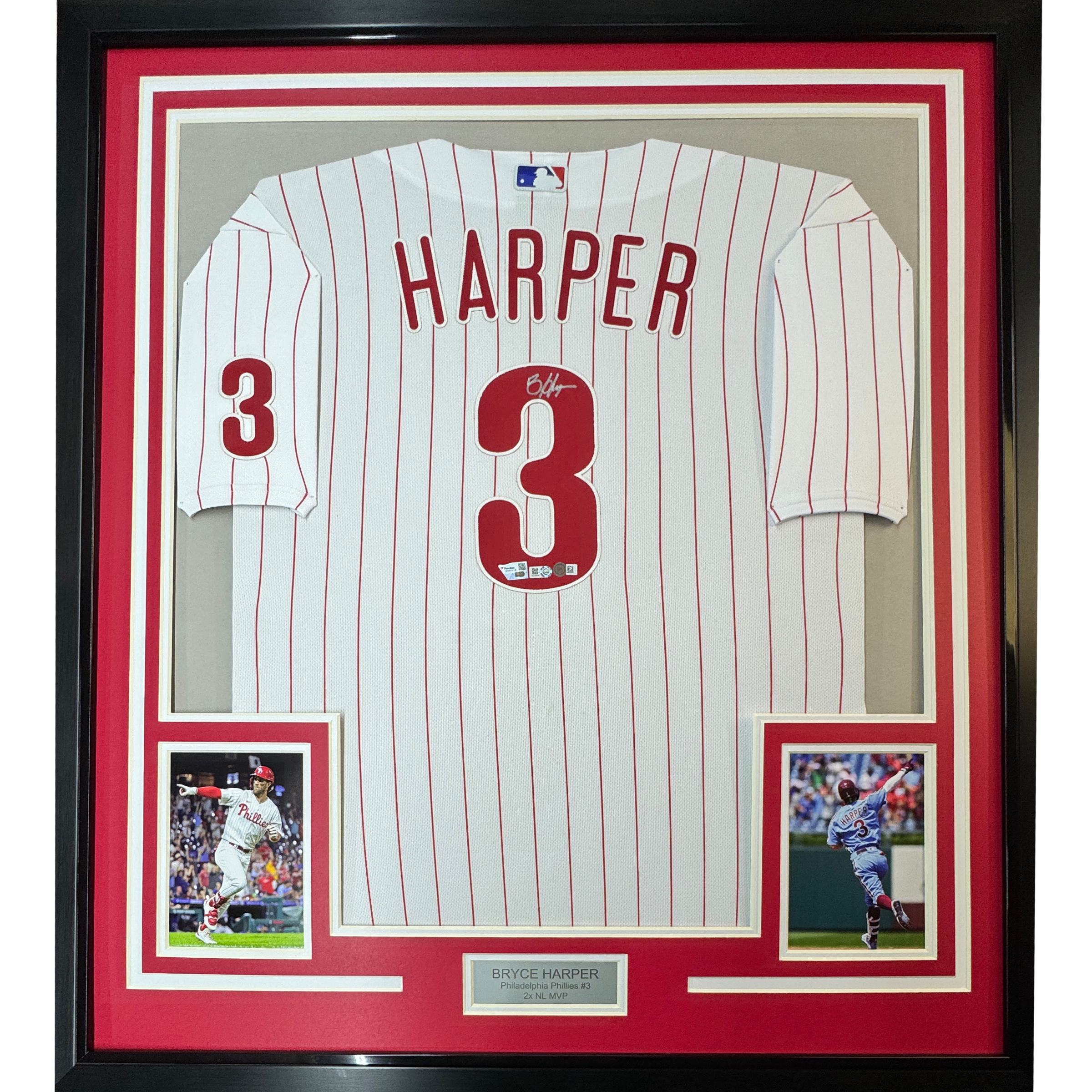 Framed Autographed/Signed Bryce Harper 35x39 Philadelphia Authentic Baseball Jersey Fanatics & MLB COA