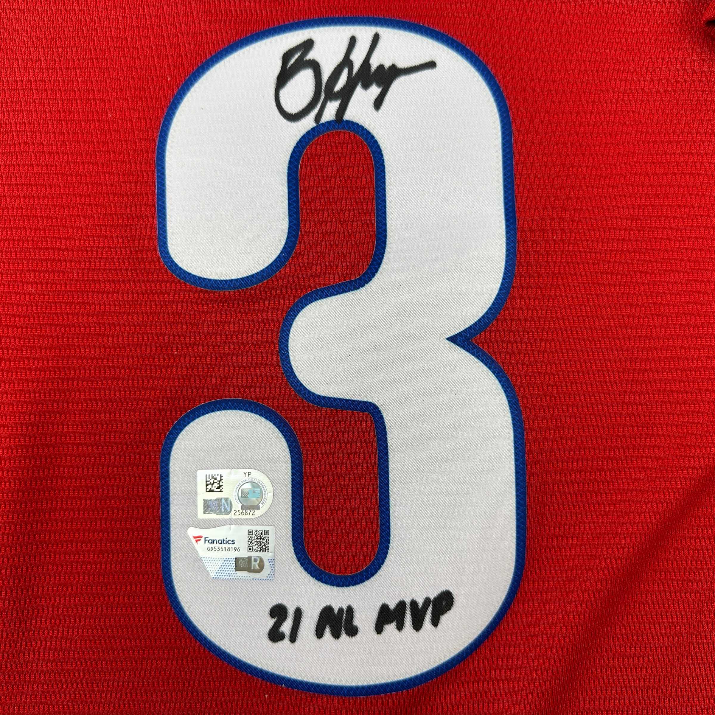 Autographed/Signed Bryce Harper 21 NL MVP Philadelphia Red Replica Baseball Jersey Fanatics & MLB COA