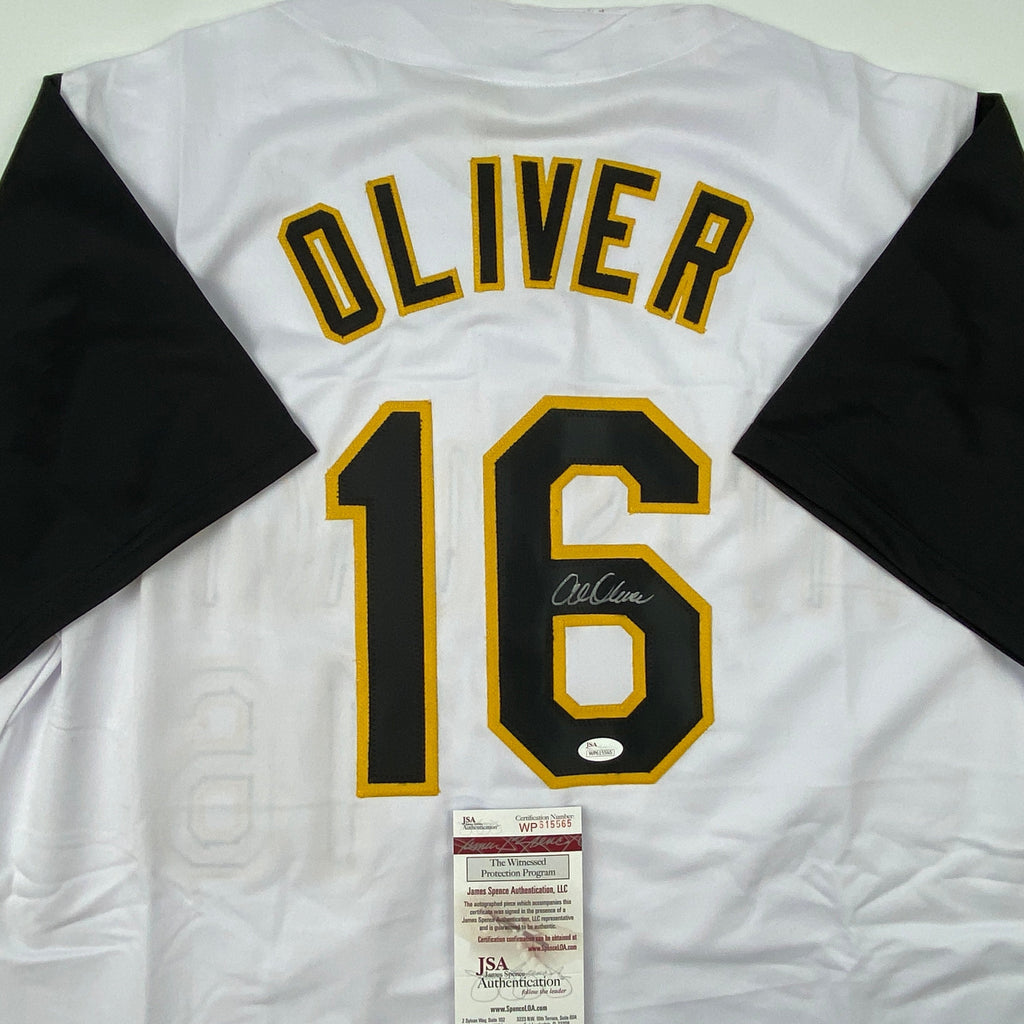 Autographed/Signed Al Oliver Pittsburgh White Baseball Jersey JSA COA