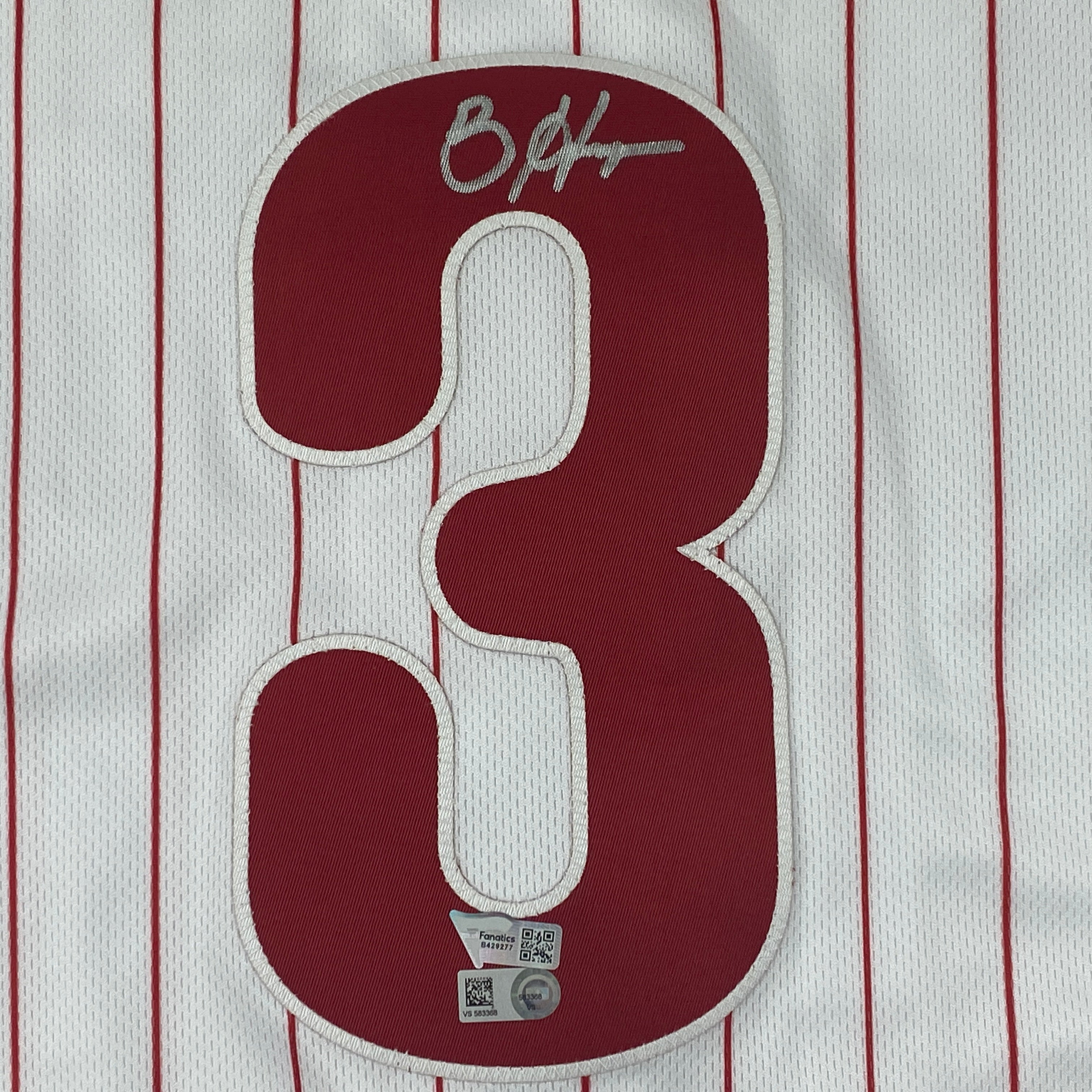 Autographed/Signed Bryce Harper Philadelphia Pinstripe Authentic Baseball Jersey Fanatics & MLB COA