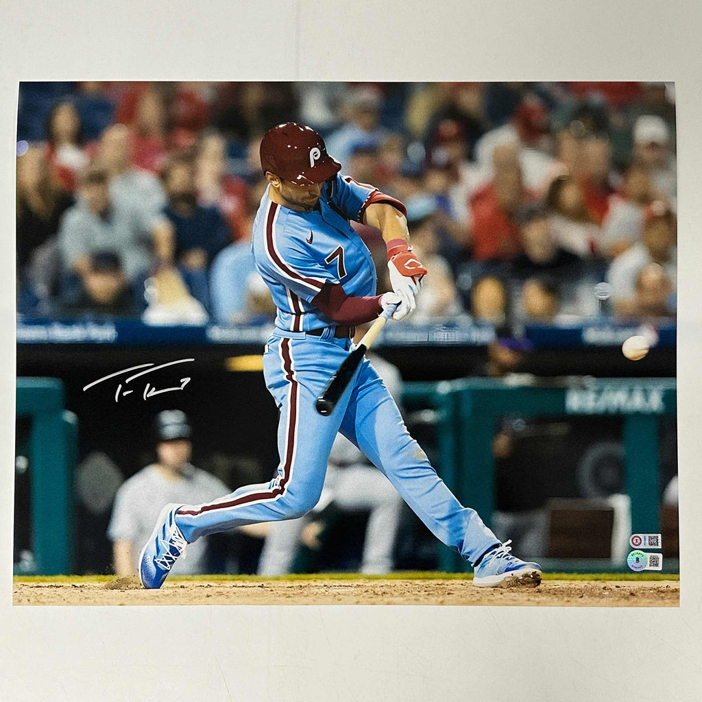 Autographed/Signed Trea Turner Philadelphia 16x20 Baseball Photo Beckett BAS COA