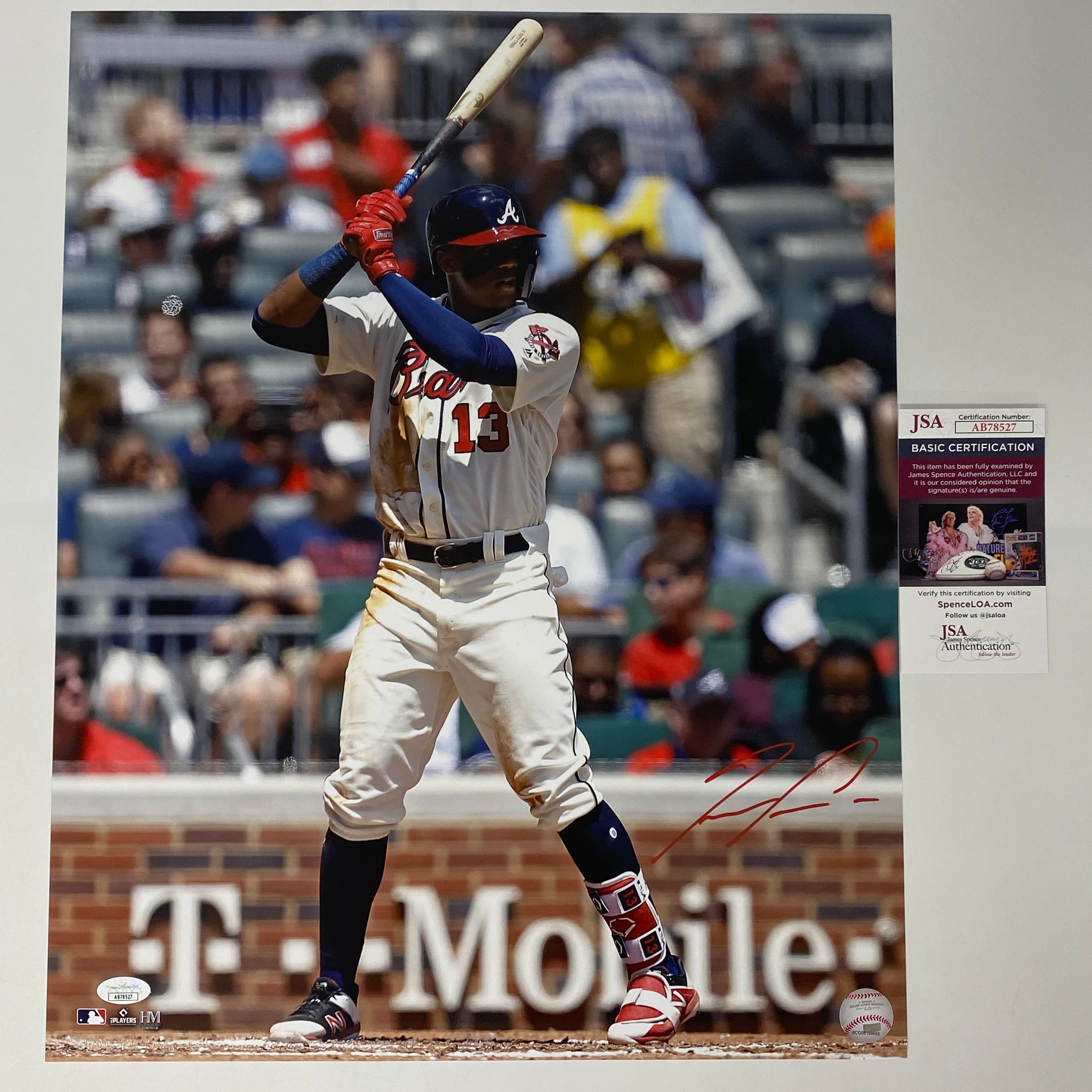 Autographed/Signed Ronald Acuna Jr. Atlanta Braves 16x20 Baseball Photo JSA COA #9