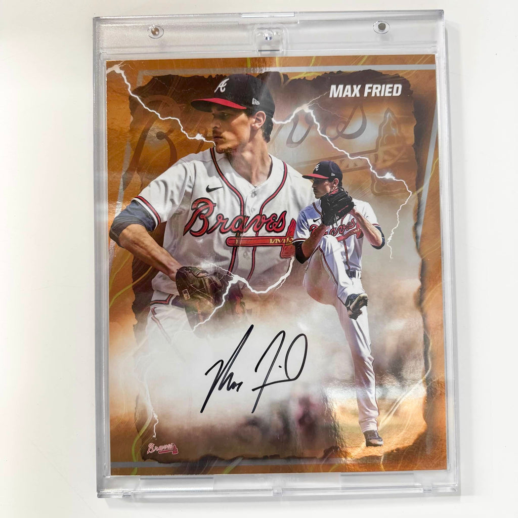 Autographed/Signed 2024 Under Wraps Emanate Max Fried Atlanta Orange /25 8x10 Baseball Card Photo Fanatics COA