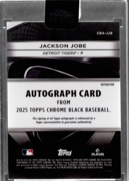 2025 Topps Chrome Black Jackson Jobe #CBAJJB Refractor Auto /199 Detroit Rookie RC Baseball Card